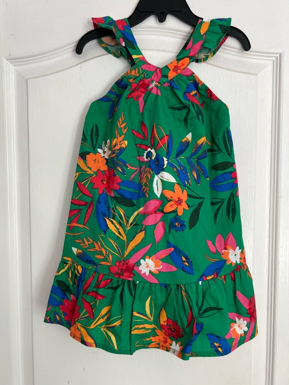 Crewcuts Green Tropical Floral Cotton Dress.  3T